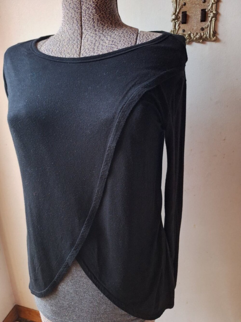Maternity Shirt Long Sleeved Black Grey XL